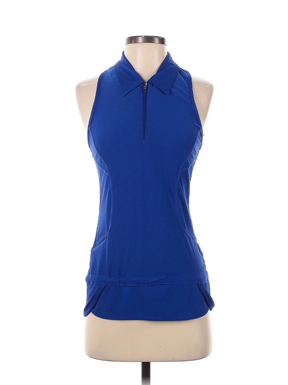 Athleta Royal Blue Sleeveless Zip Polo Tank